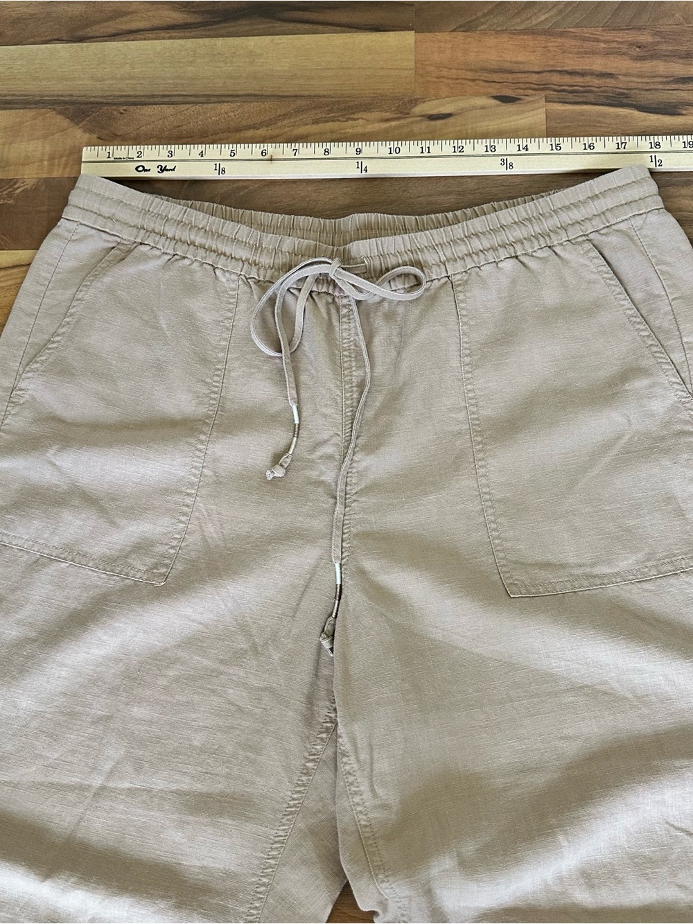 J.Crew Tan Linen Blend Pants Drawstring Elastic Waist Cropped Women’s Size XL - Picture 5 of 11